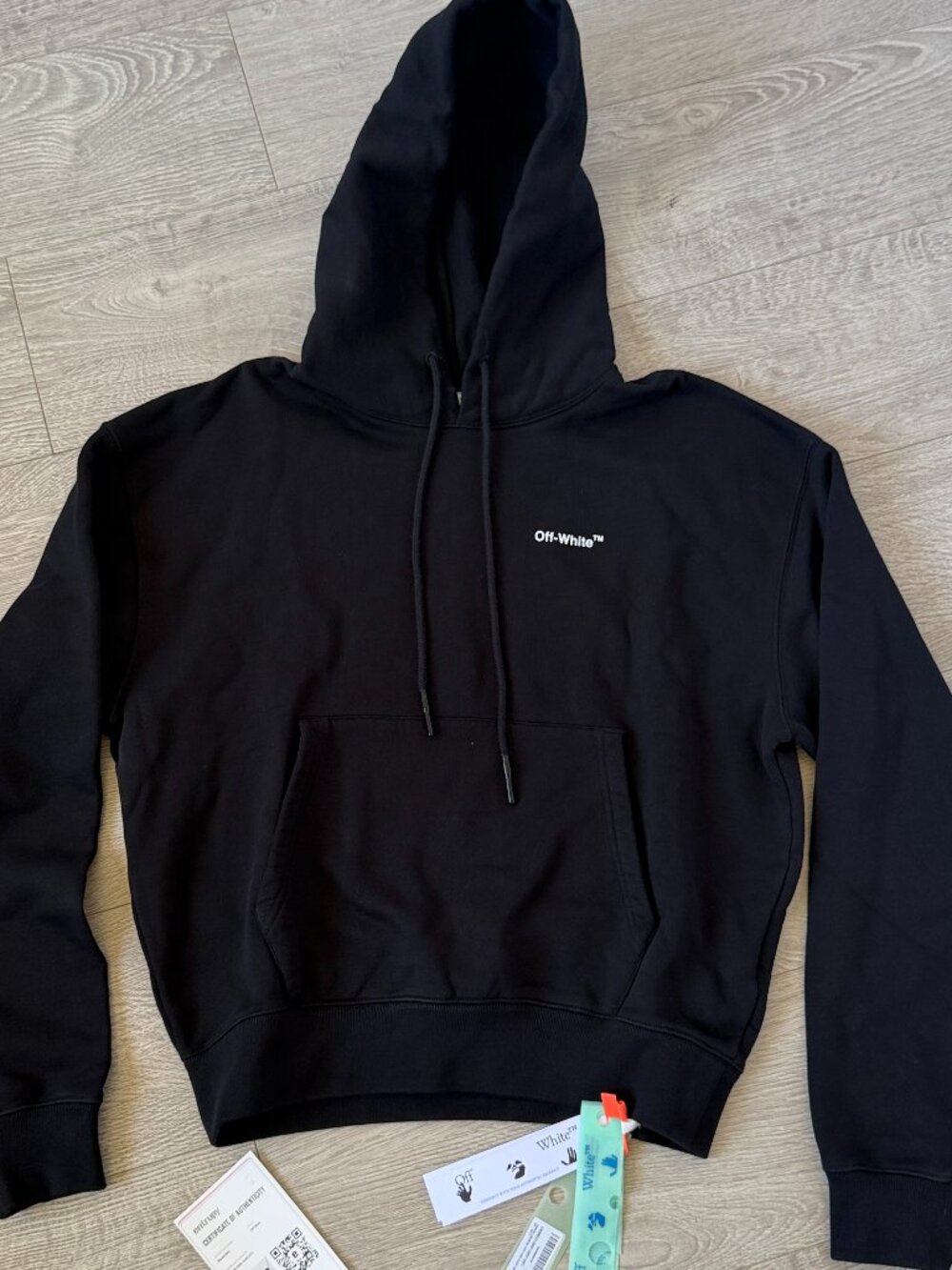 Off-White Hoodie Caravaggio Crowning Over Black FW22 Pullover Sweatshirt Size M
